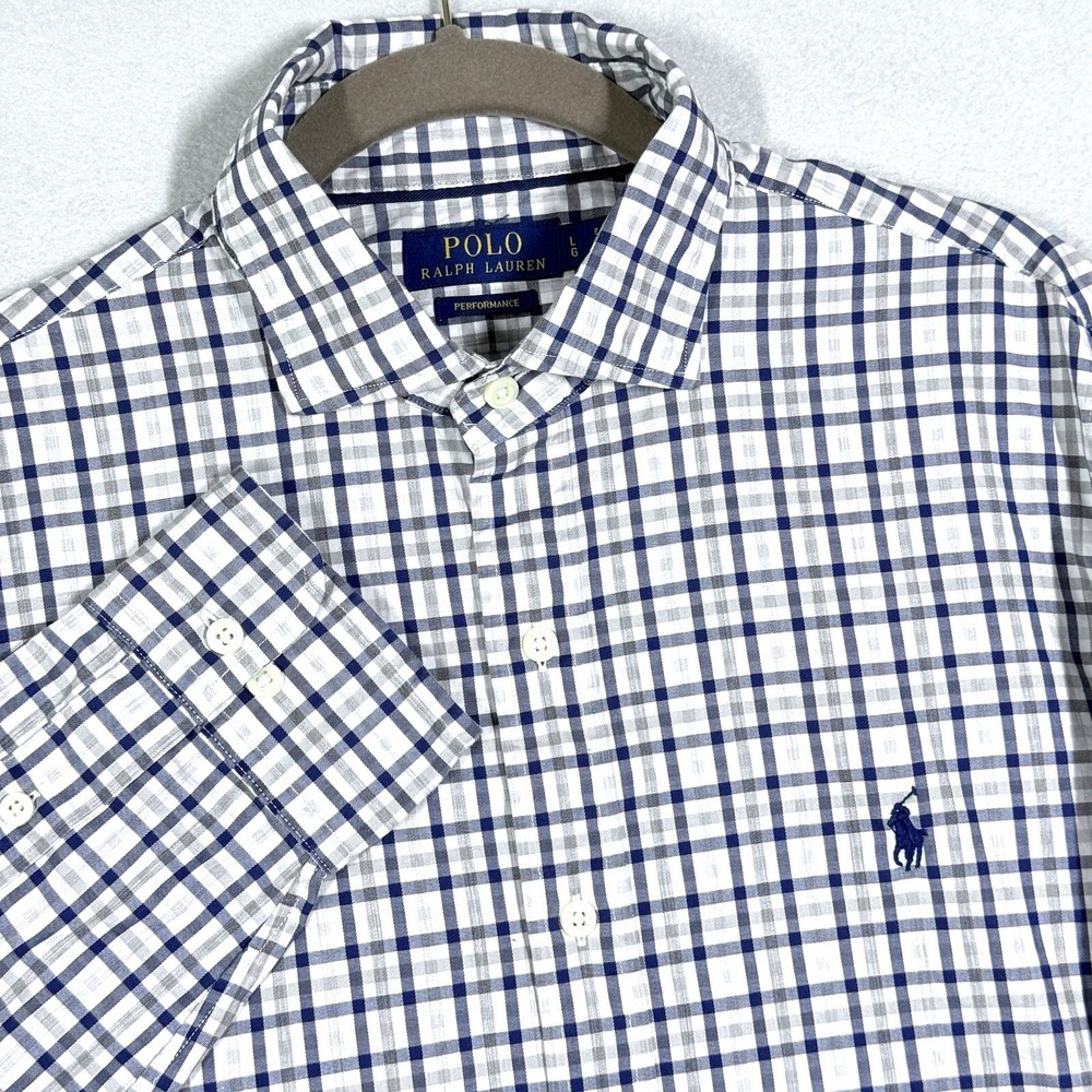 Polo Ralph Lauren Shirt Mens Large Performance Check Plaid Button Up Pony Logo